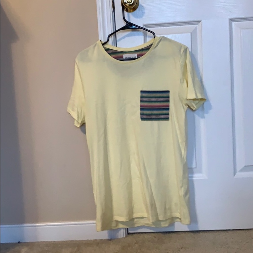 Yellow Tee with striped pocket